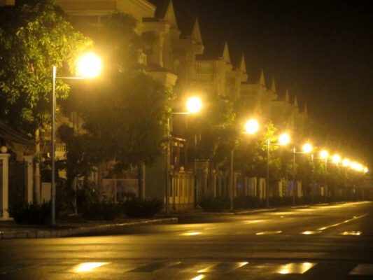 Street lights at night Viet Nam